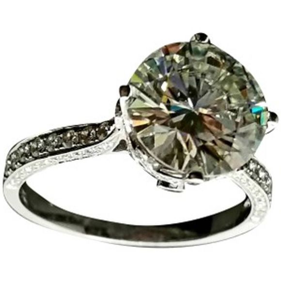 Elle Cross Jewelry - 4 ct Moissanite & .98ctw Diamond Sapphire 18K Ring